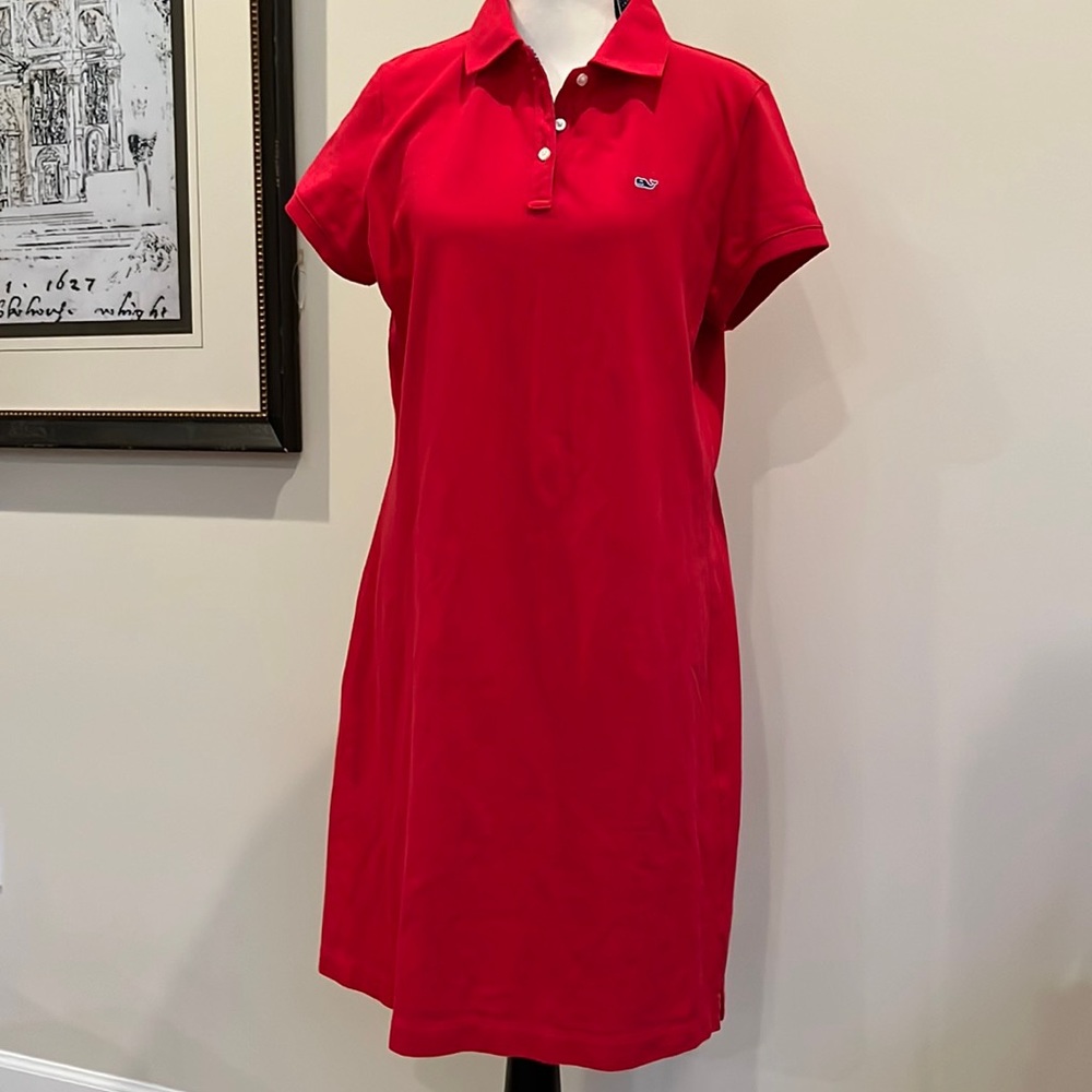 Vineyard Vines Red Pique Polo Dress Medium